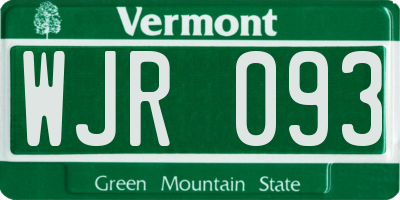 VT license plate WJR093
