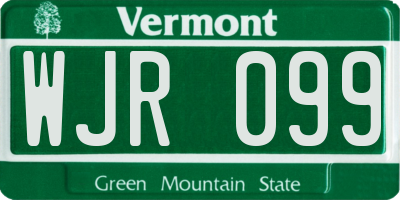 VT license plate WJR099