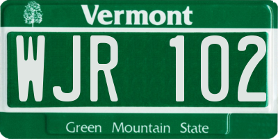 VT license plate WJR102