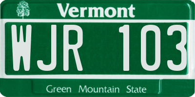 VT license plate WJR103