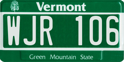 VT license plate WJR106