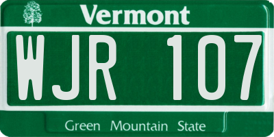 VT license plate WJR107