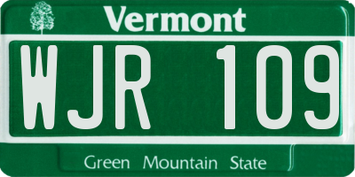 VT license plate WJR109