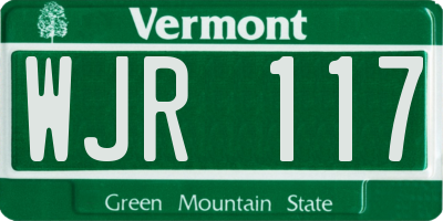 VT license plate WJR117