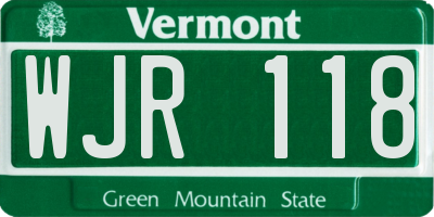 VT license plate WJR118
