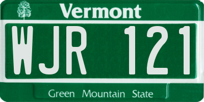 VT license plate WJR121