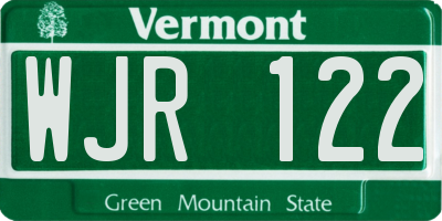 VT license plate WJR122