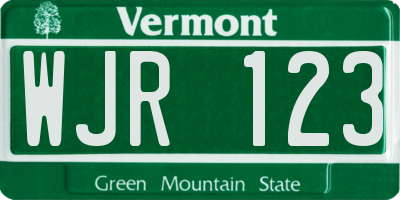 VT license plate WJR123