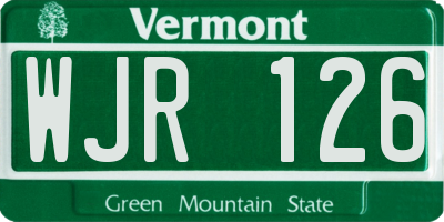 VT license plate WJR126
