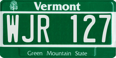 VT license plate WJR127