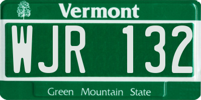 VT license plate WJR132