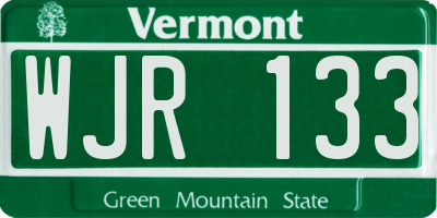 VT license plate WJR133