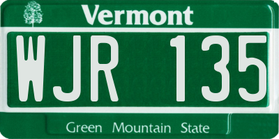 VT license plate WJR135