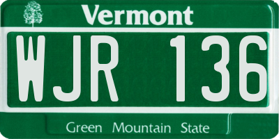VT license plate WJR136