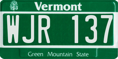 VT license plate WJR137