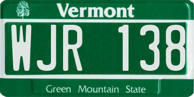 VT license plate WJR138