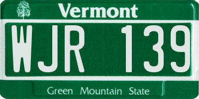 VT license plate WJR139