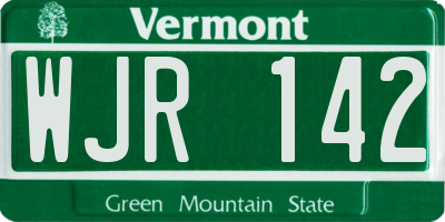 VT license plate WJR142