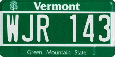 VT license plate WJR143