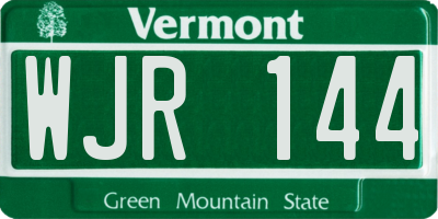 VT license plate WJR144
