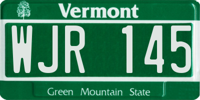 VT license plate WJR145