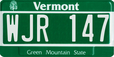 VT license plate WJR147