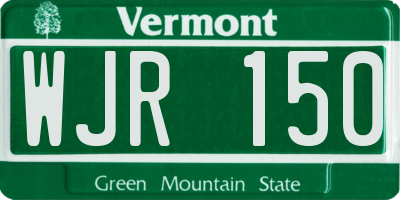 VT license plate WJR150