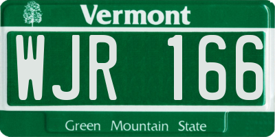 VT license plate WJR166