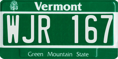 VT license plate WJR167
