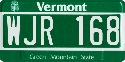 VT license plate WJR168