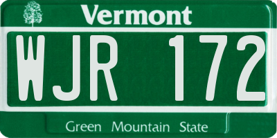 VT license plate WJR172