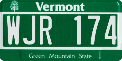 VT license plate WJR174