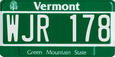 VT license plate WJR178