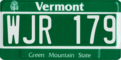 VT license plate WJR179