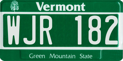 VT license plate WJR182