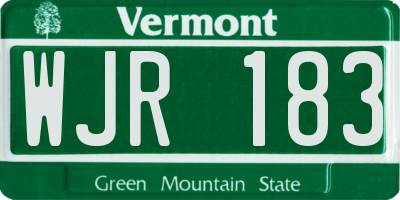 VT license plate WJR183
