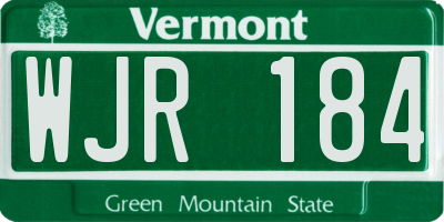 VT license plate WJR184