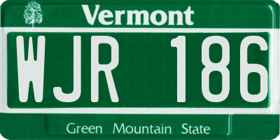 VT license plate WJR186