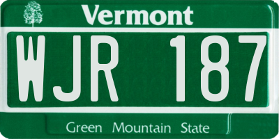 VT license plate WJR187