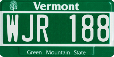 VT license plate WJR188