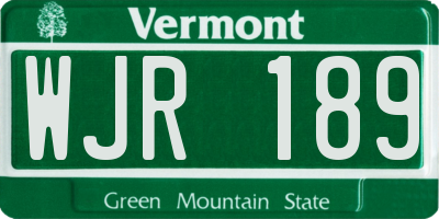VT license plate WJR189