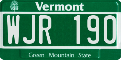 VT license plate WJR190