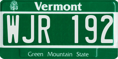 VT license plate WJR192