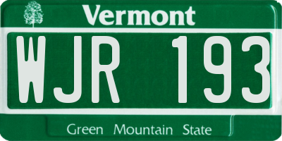 VT license plate WJR193
