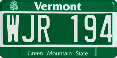 VT license plate WJR194