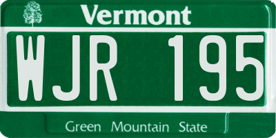 VT license plate WJR195