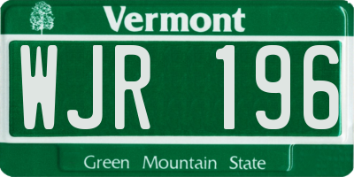VT license plate WJR196