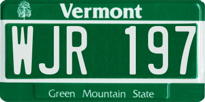 VT license plate WJR197