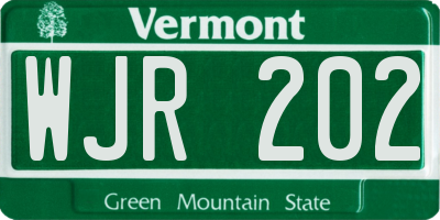 VT license plate WJR202