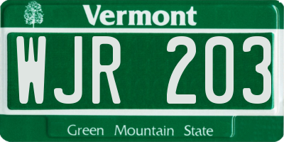 VT license plate WJR203